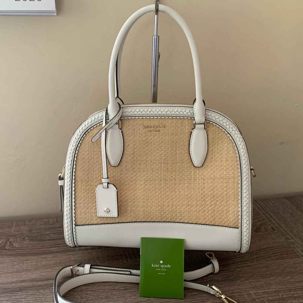 Kate Spade Large Dome Reiley Straw Crossbody Bag
